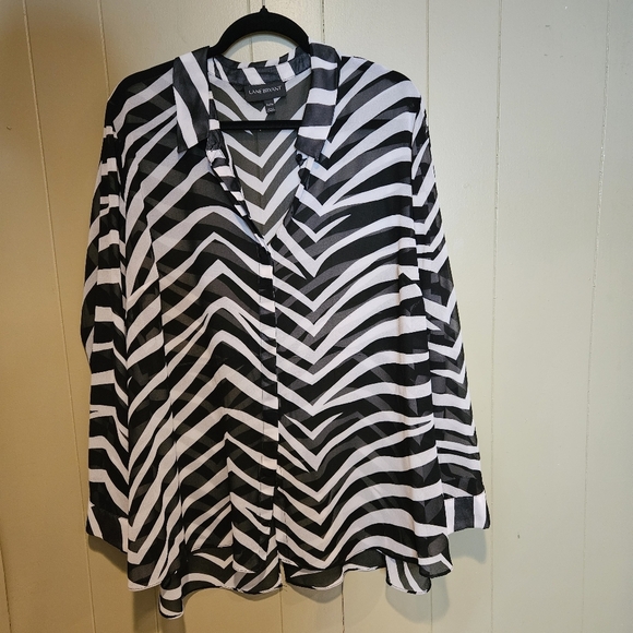 Lane Bryant  Button-Down Zebra Print Blouse – Black & White, Plus-Size 26/28 - Picture 1 of 5